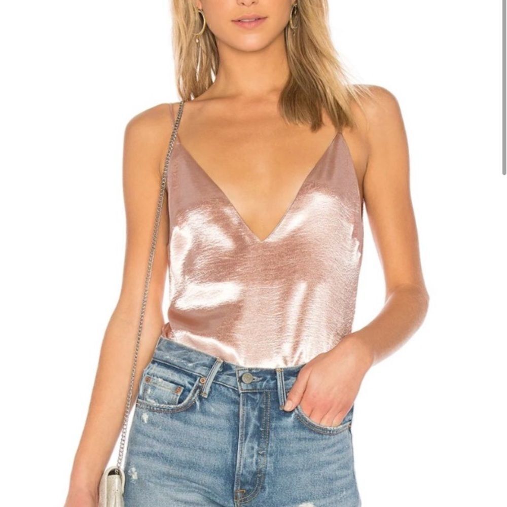 NEW REVOLVE Pink Satin Slip Top